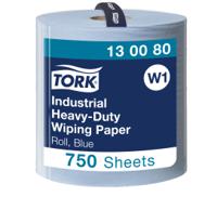 130080 Tork Industrial Heavy-Duty Wiping Rolled Blue Paper Towel, 255 m x 369mm, 3-Ply, 750 Sheets