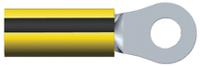35106 TE Connectivity, PIDG Insulated Ring Terminal, M4 Stud Size, 1mm² to 2.6mm² Wire Size, Black, Yellow