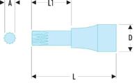 sv12b Facom 1/2 in Drive Bit Socket, XZN, M12, 60 mm Overall Length