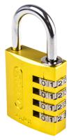 14540-yellow ABUS 145/40 Combination Weatherproof Aluminium, Steel Safety Padlock, 6mm Shackle, 40mm Body