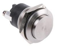 mp00372 Bulgin MP0037 Series Push Button Switch, Momentary, Panel Mount, 19.2mm Cutout, SPST, 50V ac/dc, IP68