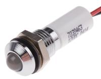723-9463 RS PRO White Panel Mount Indicator, 12V dc, 8mm Mounting Hole Size, Lead Wires Termination, IP67