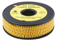 812-1051 RS PRO Slide On Cable Markers, Black on Yellow, Pre-printed "+", 3.6 → 7.4mm Cable