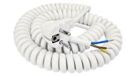 sp-dsr-212 TBS de Buck B.V. SP-DSR Spiral Cable 0.75 mm² 3 Core Power Cable, White Polyvinyl Chloride PVC, 2m