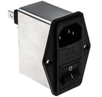 fn284b-6-06 Schaffner 6A, 250 V ac Male Panel Mount IEC Inlet Filter 2 Pole FN284B-6-06, Faston 2 Fuse