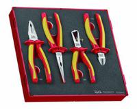 tedv440 Teng Tools 4-Piece Plier Set, Angled, Bent, Flat, Straight Tip, VDE/1000V