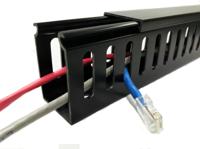 233-9187 RS PRO Black Slotted Panel Trunking - Closed Slot, W25 mm x D30mm, L1m, PVC