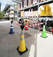 204-1803 RS PRO Weighted Orange, White 1.05 m PVC Safety Cone With Strap Reel