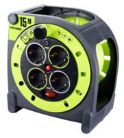 889-2497 RS PRO 15m 4 Socket Type F - German Schuko Cable Reel Open Reel, 240 V