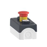 xald328 Schneider Electric Latching, Spring Return Control Station Switch - 2NO, SPST, Polycarbonate, 3 Cutouts, Black, Red,