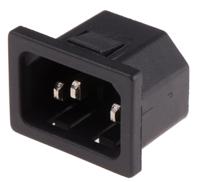 811-7200 RS PRO C14 Right Angle Snap-In IEC Connector Male, 10A, 250 V