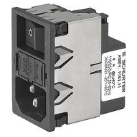 kmf1122111 Schurter 2A, 250 V ac Male Panel Mount, Snap In Mount IEC Inlet Filter 2 Pole KMF1.1221.11, Quick Connect 1 Fuse