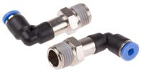 916-0766 RS PRO Elbow Threaded Adaptor, R 1/4 Male to Push In 4 mm, Threaded-to-Tube Connection Style