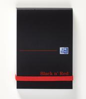 100080540 Black n Red A7 Casebound Hardcover Notepad, 96 Plain Sheets