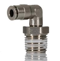 101470428 Norgren PNEUFIT 10 Series Elbow Fitting, R 1/4 Male to Push In 4 mm, Threaded-to-Tube Connection Style, 10147