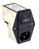 43044024 Schurter 6A, 250 V ac Male Panel Mount Filtered IEC Connector 2 Pole 4304.4024, Solder 2 Fuse