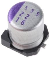 16svp22m Panasonic 22μF Surface Mount Polymer Capacitor, 16V dc