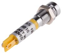 211-285 RS PRO Yellow Panel Mount Indicator, 12V dc, 6mm Mounting Hole Size, Solder Tab Termination