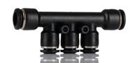 176-1838 RS PRO 3 Outlet Manifold Push In 8 mm Push In 6 mm