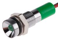 722-7766 RS PRO Green Panel Mount Indicator, 24V dc, 6mm Mounting Hole Size, Lead Wires Termination, IP67