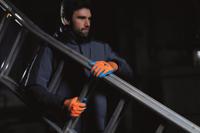 ve733or08 Delta Plus VE733 Orange 100% Polyester Polyester Latex Gloves, Size 8, Latex Coating