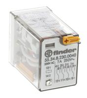 553482300040 Finder Plug In Power Relay, 230V ac Coil, 7A Switching Current, 4PDT