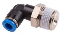 qsl-38-6 Festo QS Series Elbow Threaded Adaptor, R 3/8 Male to Push In 6 mm, Threaded-to-Tube Connection Style, 190660