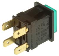 h8353abnabb Arcolectric (Bulgin) Ltd 8300 Series Illuminated Miniature Push Button Switch, Latching, Panel Mount, DPDT, Green LED,