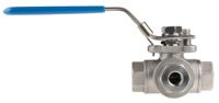 499-1865 RS PRO Stainless Steel L Port, 3 Way, Ball Valve, Threaded, BSPP 1/4in, 68bar Operating Pressure