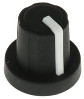 303tpn110-006237224 Sifam 16mm Black Potentiometer Knob for 6mm Shaft Splined, 3/03/TPN110-006/237/224
