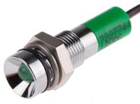 722-7744 RS PRO Green Panel Mount Indicator, 12V dc, 6mm Mounting Hole Size, Lead Wires Termination, IP67