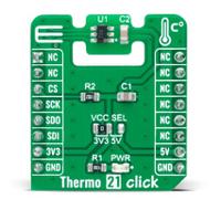 mikroe-4879 MikroElektronika Thermo 21 Click Temperature Sensor Add On Board for ADT7301 MikroBus