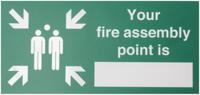 146-378 Vinyl Polyester Fire Safety Sign, Your Fire Assembly Point Is With English Text Self-Adhesive