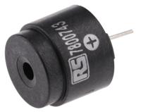 780-0743 RS PRO 85dB Through Hole Continuous External Piezo Buzzer, 16 x 11.5mm, 9V ac Min, 15V ac Max