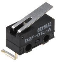 d2f-01l-a Omron Hinge Lever Micro Switch, Right Angle PCB Terminal, 100 mA @ 30 V dc, SPDT, IP40