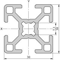 264-7862 RS PRO Silver Aluminium, Anodized Profile Strut, 30 x 30 mm, 8mm Groove, 1m Length