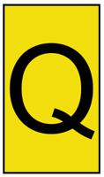901-10198 HellermannTyton Ovalgrip Slide On Cable Markers, Black on Yellow, Pre-printed "Q", 2.5 → 6mm Cable,