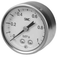 g43-10-01 SMC R 1/8 Analogue Pressure Gauge 1MPa Back Entry 43mm Outside Diameter
