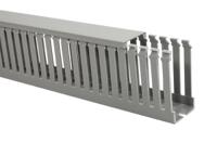 185-42050-htwd-pd-20x50-pvc-gy HellermannTyton HTWD-PD Grey Slotted Panel Trunking - Open Slot, W20 mm x D50mm, L2m, PVC