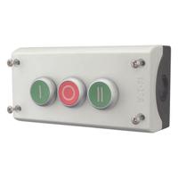 216532-m22-i3-m1 Eaton Momentary Enclosed Push Button - 3NO/3NC, Plastic, 3 Cutouts, Green/Red/Green, I/O/II, IP69K