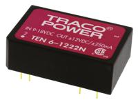 ten-6-1222n TRACOPOWER TEN 6N DC-DC Converter, ±12V dc/ ±250mA Output, 9 → 18 V dc Input, 6W, Through Hole, +85°C Max Temp