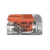 221-613 WAGO 221 Series Lever Connector, 3-Way, 41A, 20 → 10 AWG Wire, Cage Clamp Termination