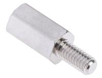 806-6718 RS PRO Standoff, M4 x M4 Thread, 12mm Body, Brass, Male/Female, 8mm Stud
