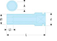 nsb13 Facom 13mm, 1/2 in Drive Impact Socket, 80 mm length