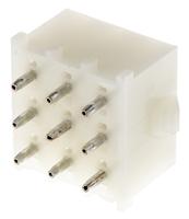 350432-1 TE Connectivity Universal MATE-N-LOK Series Straight Through Hole PCB Header, 9 Contact(s), 6.35 mm Pitch, 3 Row,