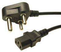 285-098 RS PRO Straight Type M South African Plug Socket to Straight IEC C13 Plug Power Cord, 2m