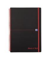 100080166 Black n Red A4 Wirebound Hardcover Notepad, 70 Ruled Sheets
