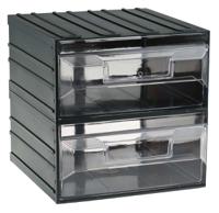 236-3628 RS PRO 2 Drawer Storage Unit, Plastic, 208mm x 208mm x 222mm, Transparent