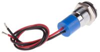 722-7489 RS PRO Blue Panel Mount Indicator, 220V ac, 14mm Mounting Hole Size, Lead Wires Termination, IP67