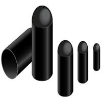 cap22-bk078 Alpha Wire Heat Shrinkable Cap Black, Semi-Rigid Polyolefin, 7.4mm